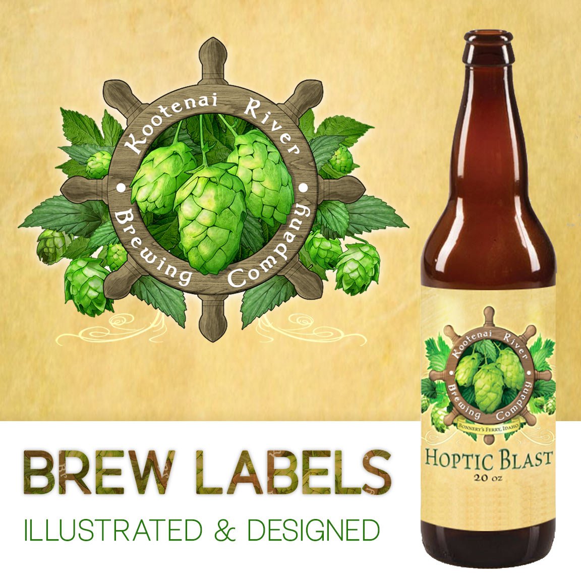 Collection of illustrated beer labels
