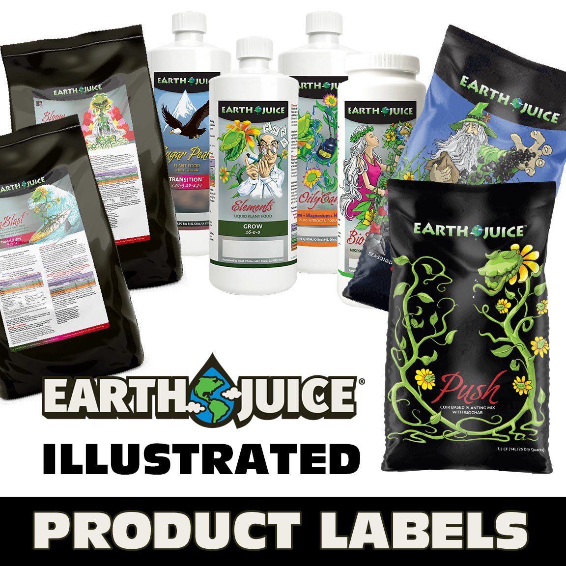 Earth Juice illustrated packaging project