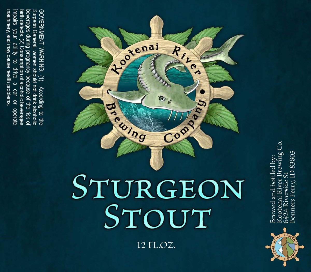 Sturgeon Stout illustrated beer label