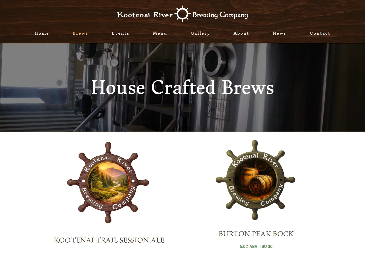 Kootenai River Brewing Company website and illustrated beer-brand system