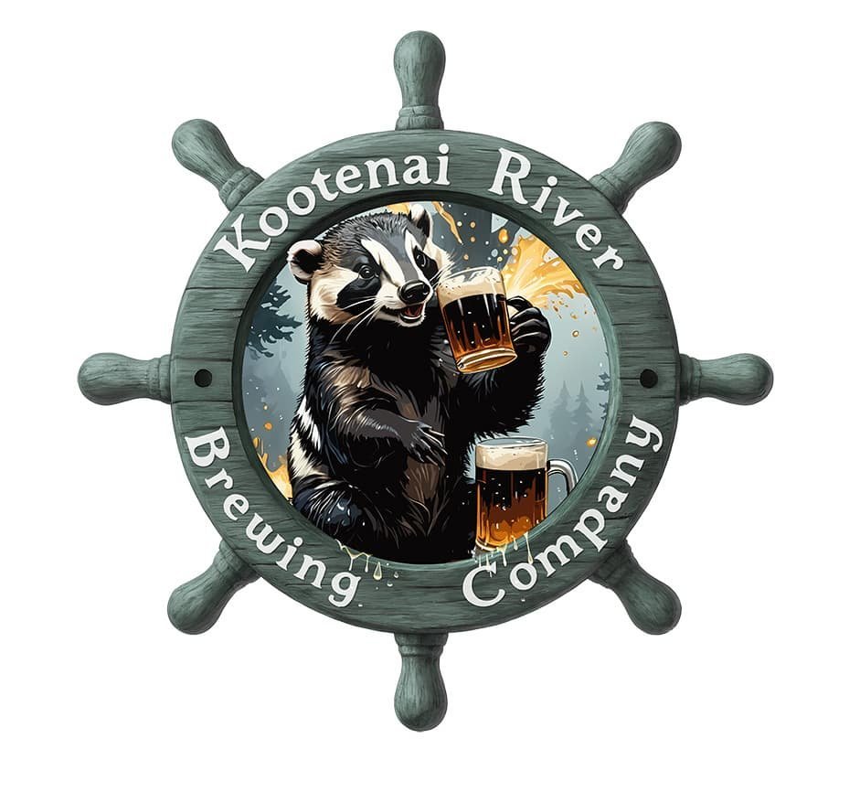 Illustrated badger beer identity for Kootenai River Brewing Company