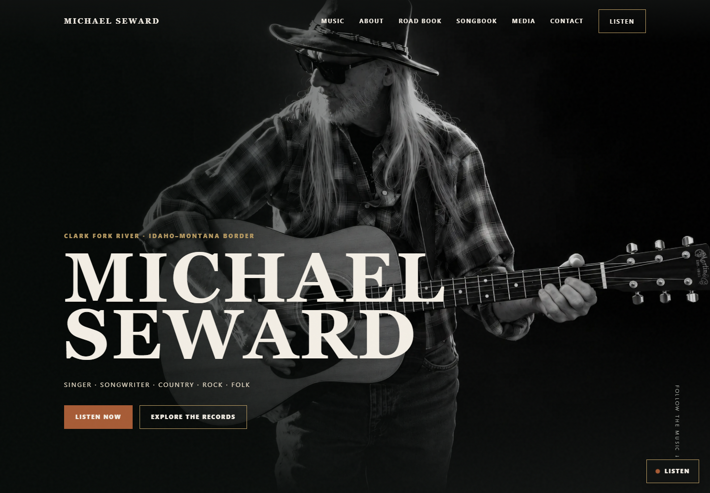 Michael Seward official musician website designed by Vigilante Studios