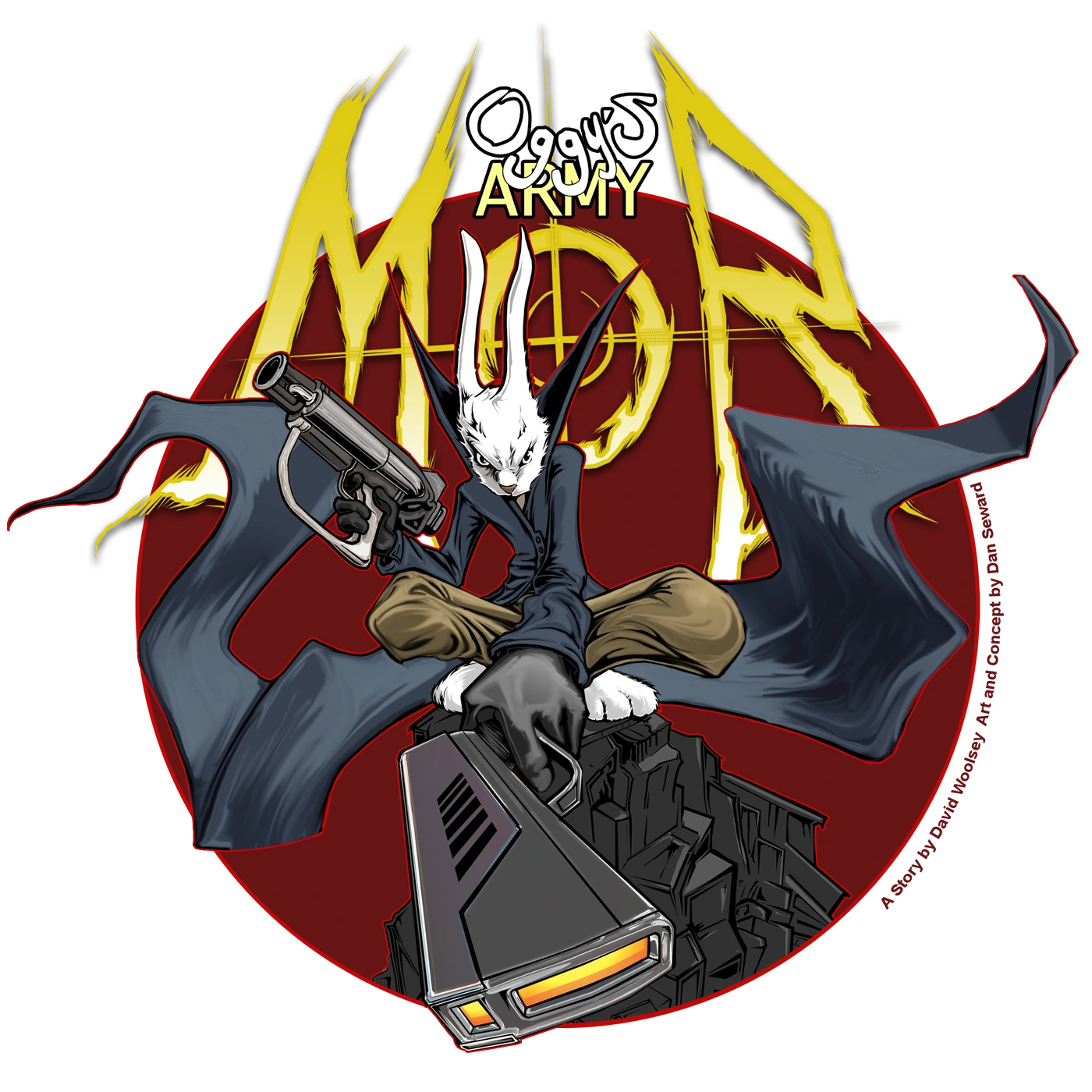 Mob posed against the original Oggy's Army emblem