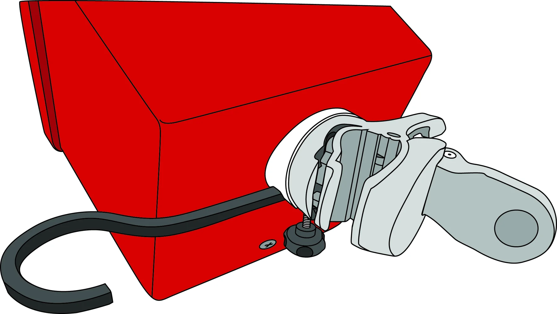 Technical illustration of a clamp and hook assembly