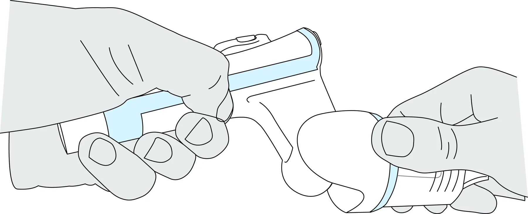 Instructional drawing showing a second device operation