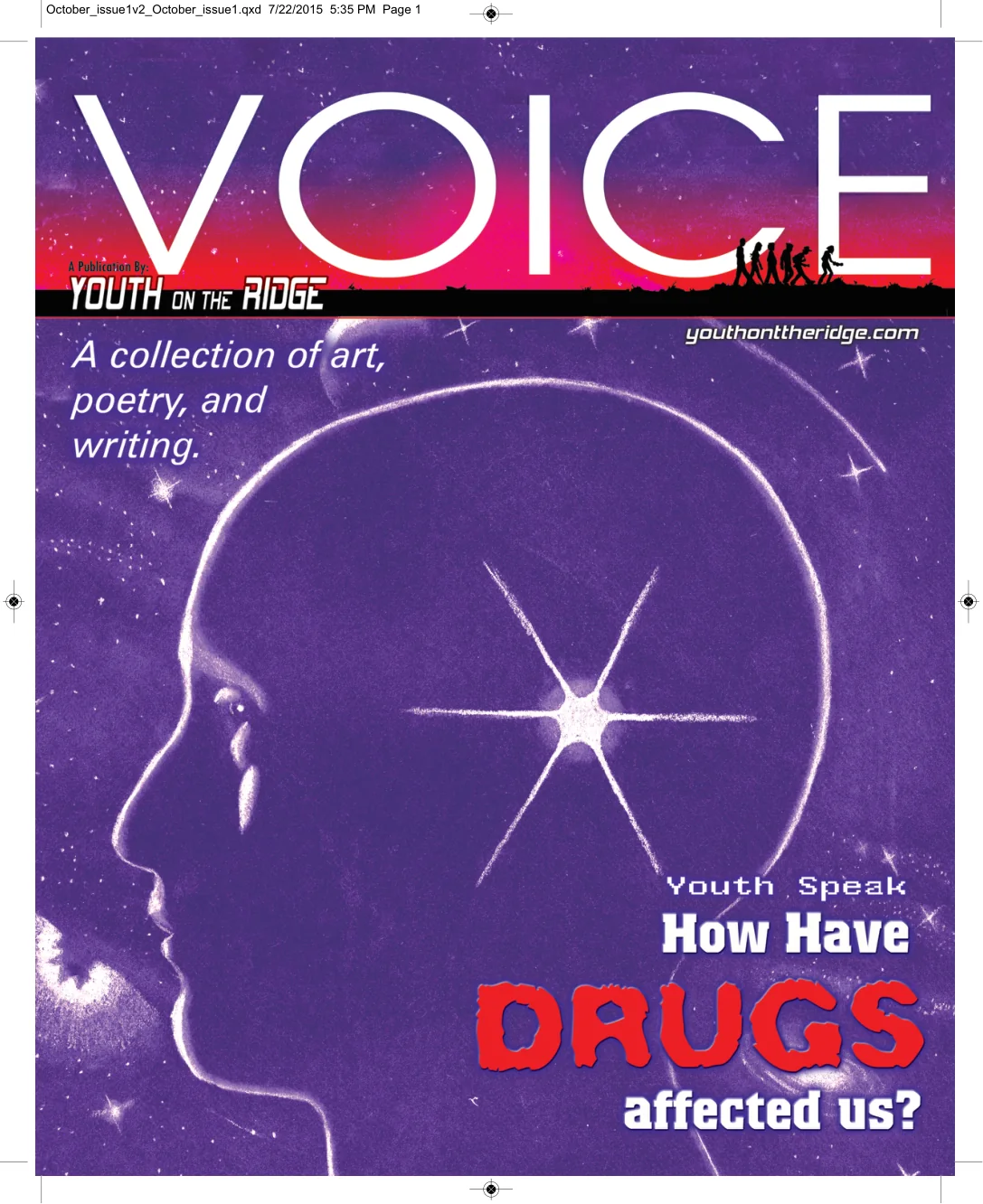 VOICE issue 1 cover about the effect of drugs on youth