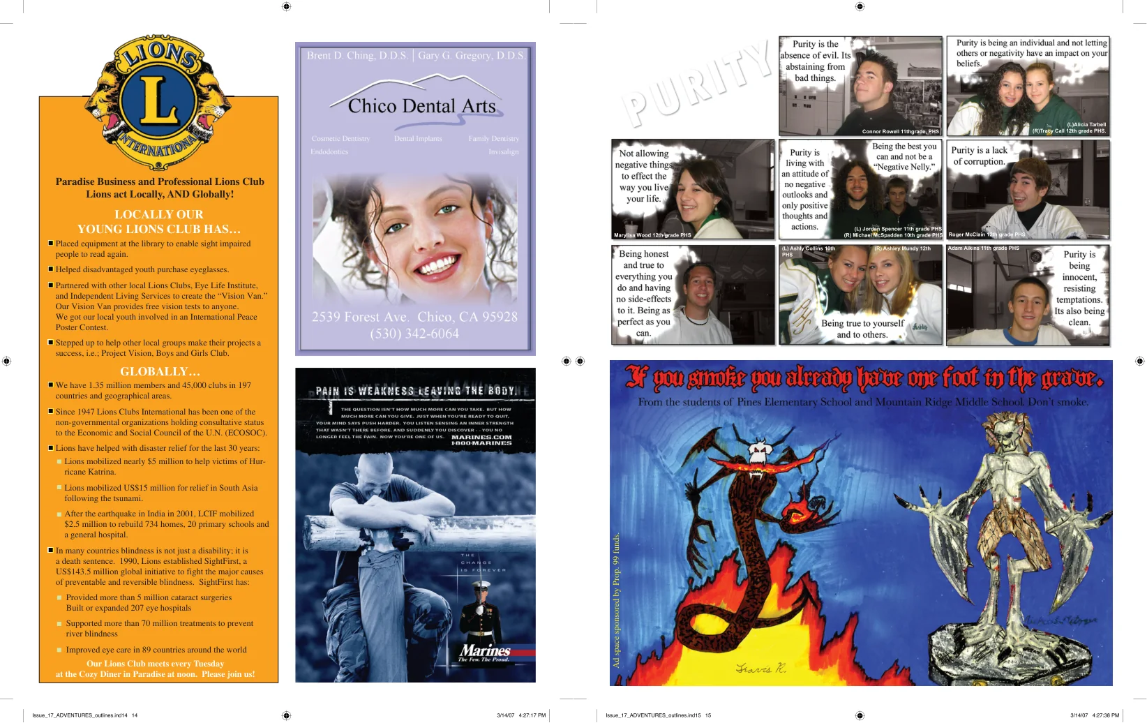 Two-page community and contributor spread from the adventure issue of VOICE