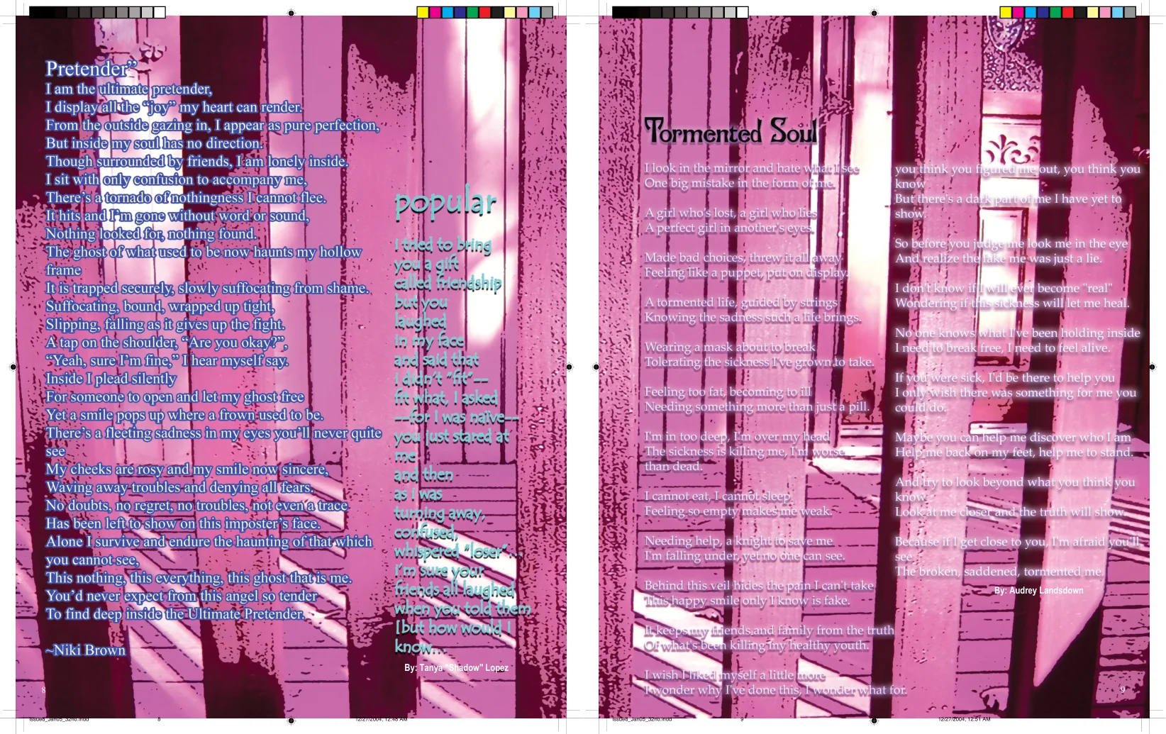 Two-page poetry spread from the popularity issue of VOICE