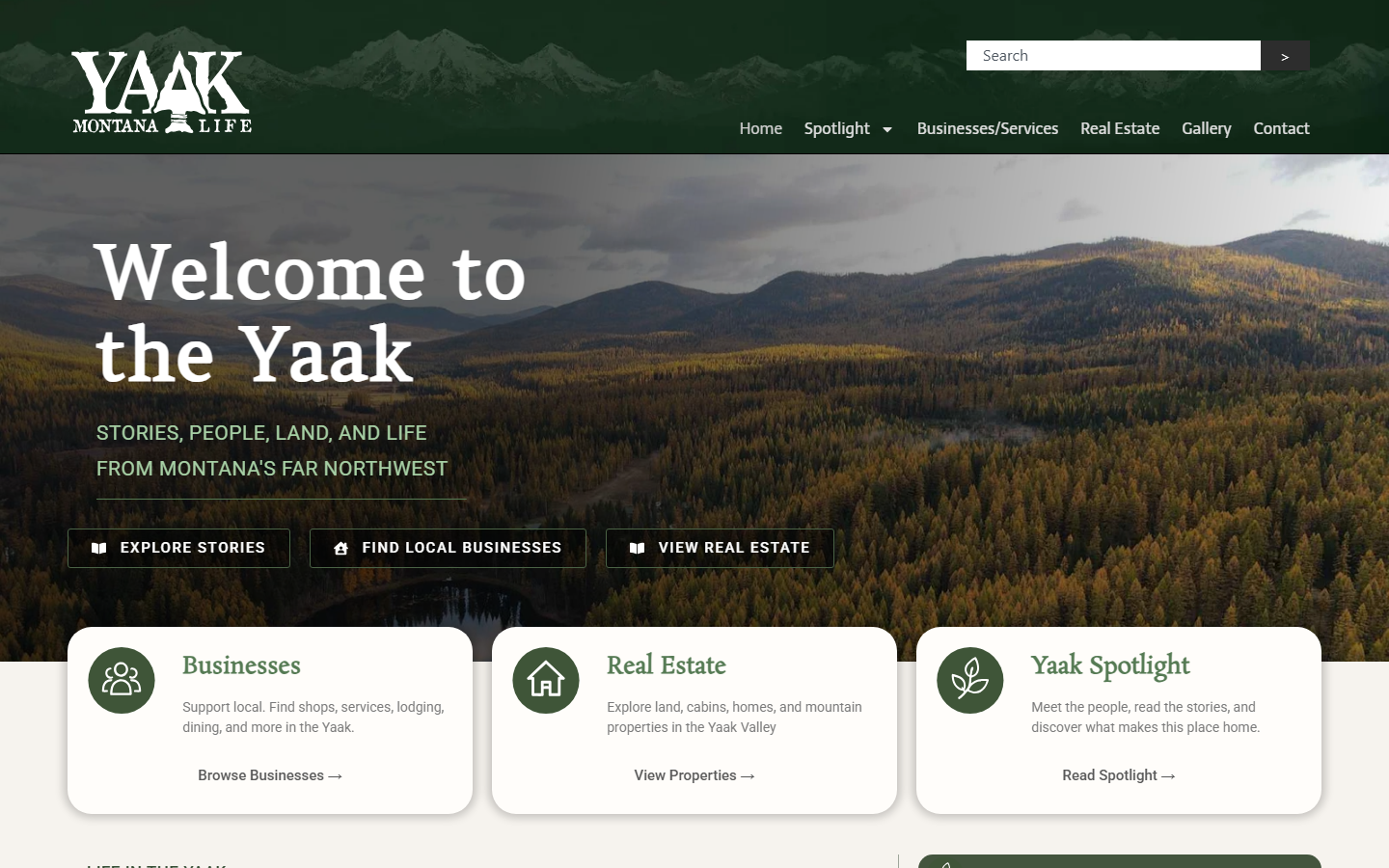 Yaak Montana Life regional community website